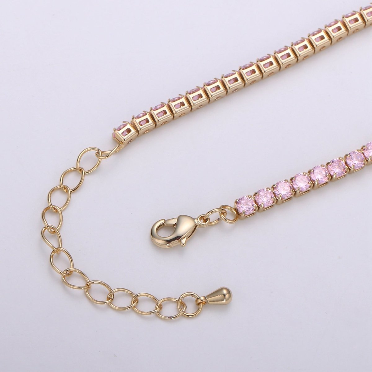 24K Gold Filled Zirconia CZ Tennis Choker, 14.6 Inches with 2 inch Extender, 3mm In Width | CN-927, CN-928 Clearance Pricing
