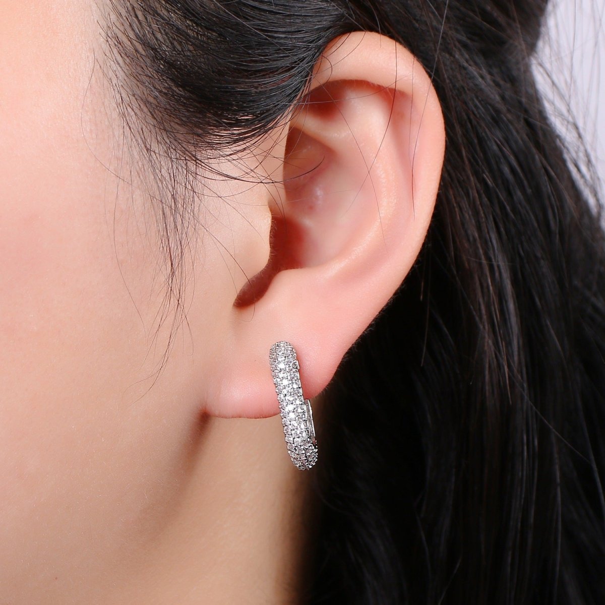 24K Gold Full Pave CZ Stud Earring, White Gold filled Micro Pave Earring Bold Earring Statement Earring Chunky Q-513 Q-514
