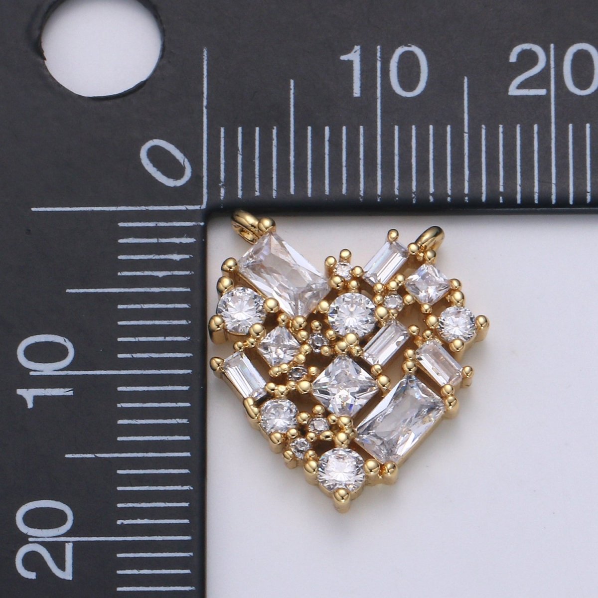 24K Gold Heart Connector - Baguette Link Connector- Cubic Love Charm Connector- for Necklace Bracelet Component F592 F593