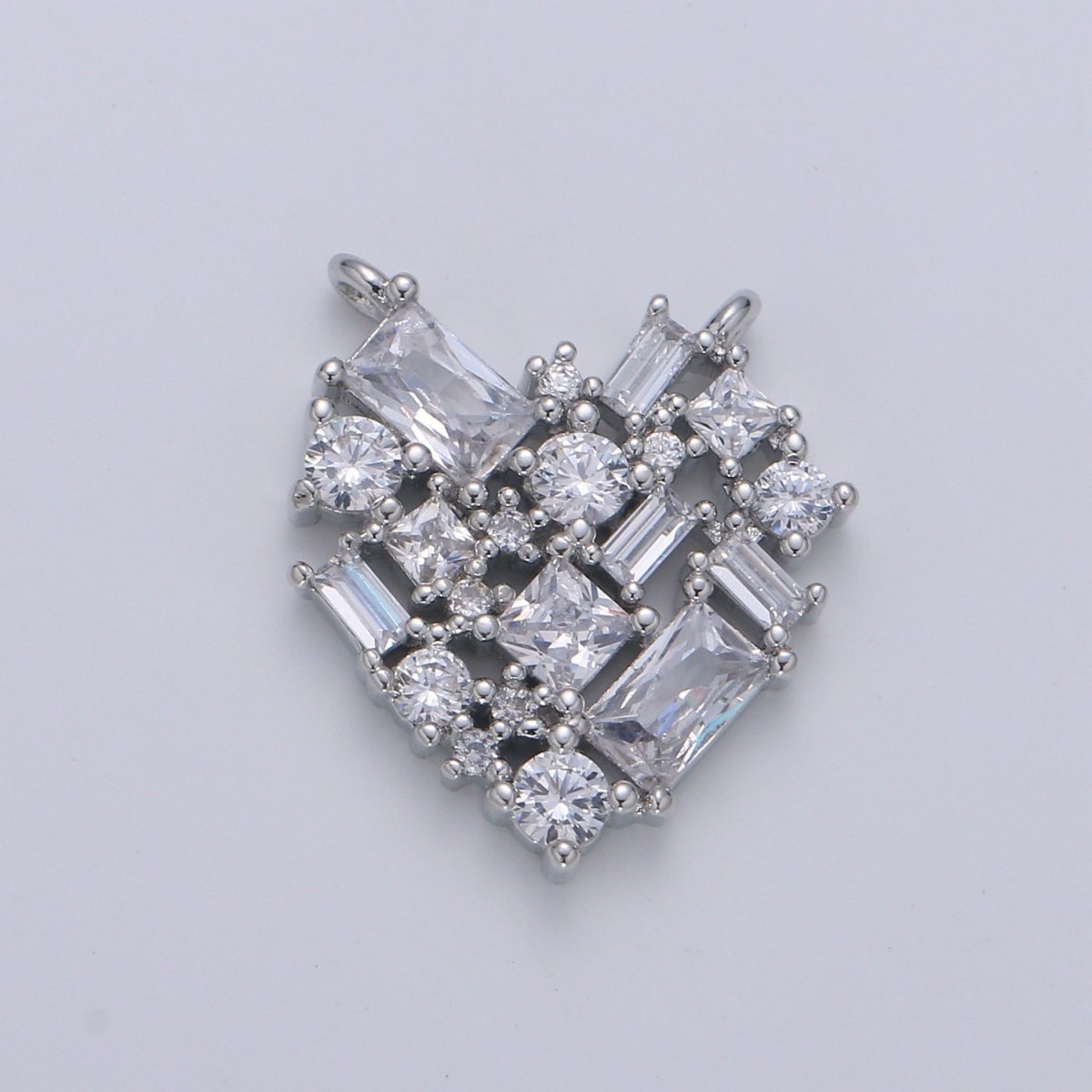 24K Gold Heart Connector - Baguette Link Connector- Cubic Love Charm Connector- for Necklace Bracelet Component F592 F593