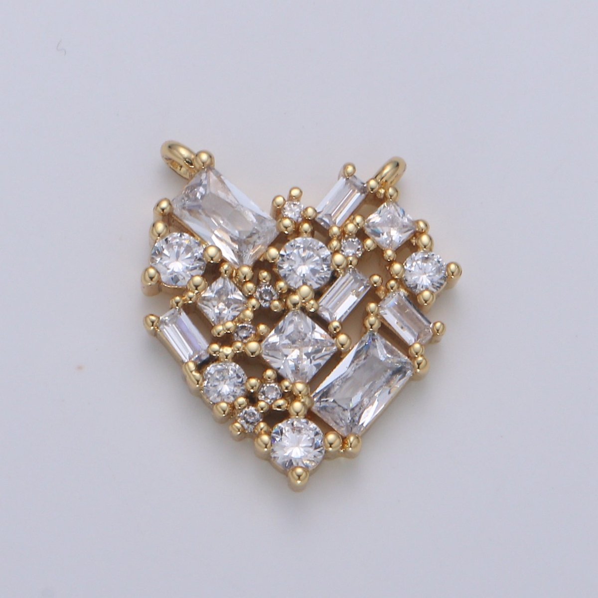 24K Gold Heart Connector - Baguette Link Connector- Cubic Love Charm Connector- for Necklace Bracelet Component F592 F593