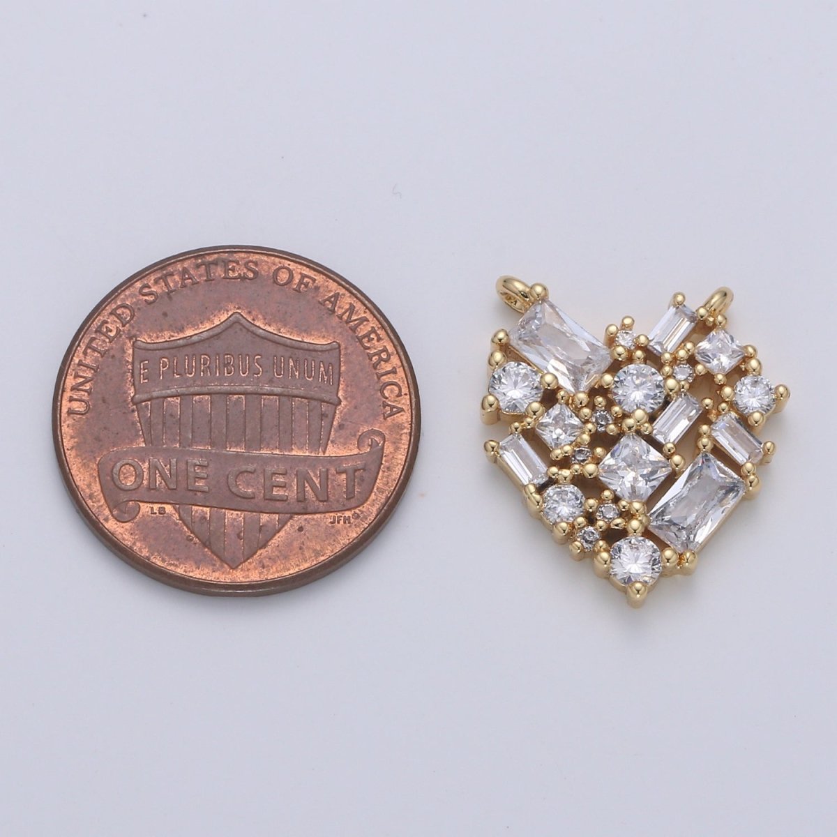 24K Gold Heart Connector - Baguette Link Connector- Cubic Love Charm Connector- for Necklace Bracelet Component F592 F593