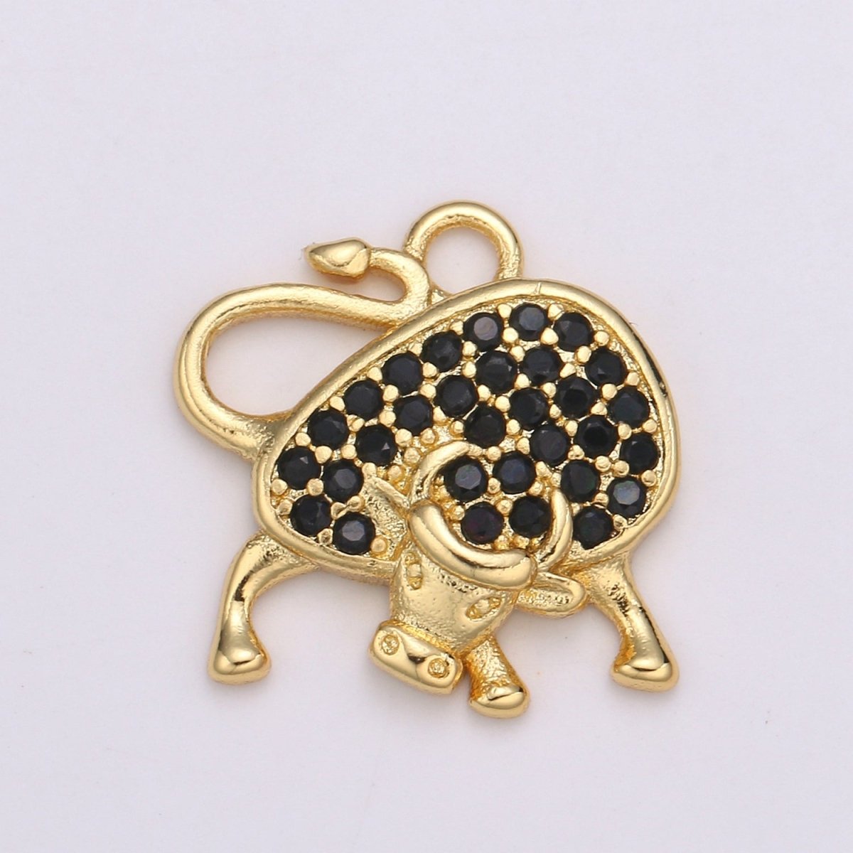 24k Gold Micro Pave Black, Clear, Teal Ox Charm, Cubic Zirconia Bull Pendant Charm,Gold Cow CharmFor DIY Jewelry E-154 E-155 E-156