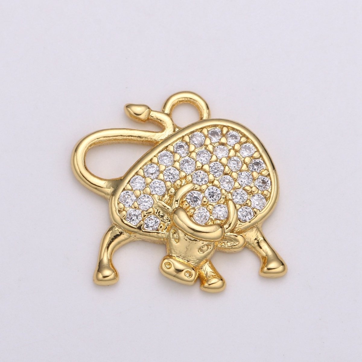 24k Gold Micro Pave Black, Clear, Teal Ox Charm, Cubic Zirconia Bull Pendant Charm,Gold Cow CharmFor DIY Jewelry E-154 E-155 E-156