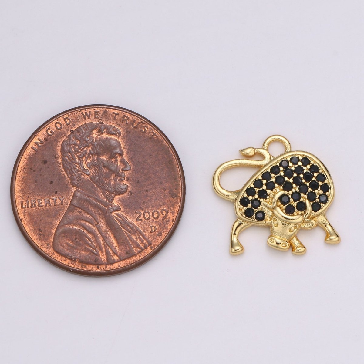 24k Gold Micro Pave Black, Clear, Teal Ox Charm, Cubic Zirconia Bull Pendant Charm,Gold Cow CharmFor DIY Jewelry E-154 E-155 E-156