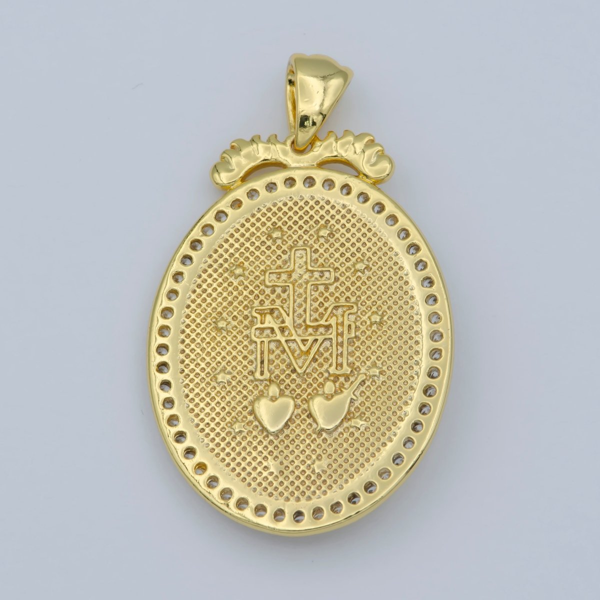 24k Gold Micro Pave Lady Guadalupe Charm, Cubic Zirconia Virgin Mary Pendant Medallion For Religious DIY Jewelry I-074 - DLUXCA