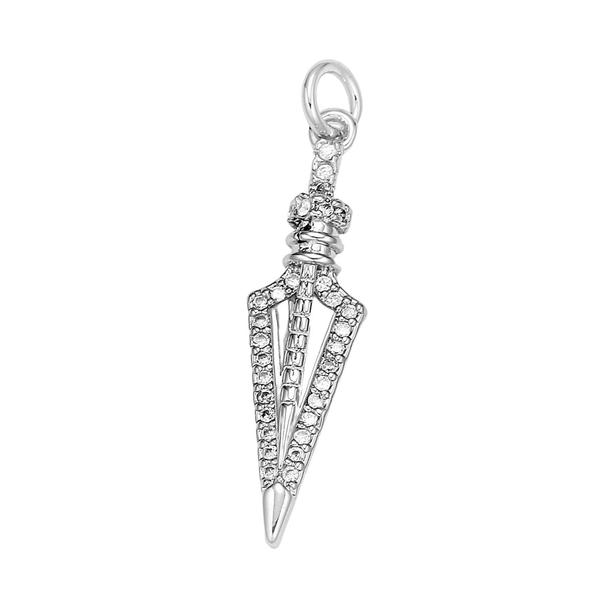 24k Gold Micro Pave Peg Charm, Cubic Zirconia Spear Pendant Charm, Charm, For DIY Jewelry E-205 E-790