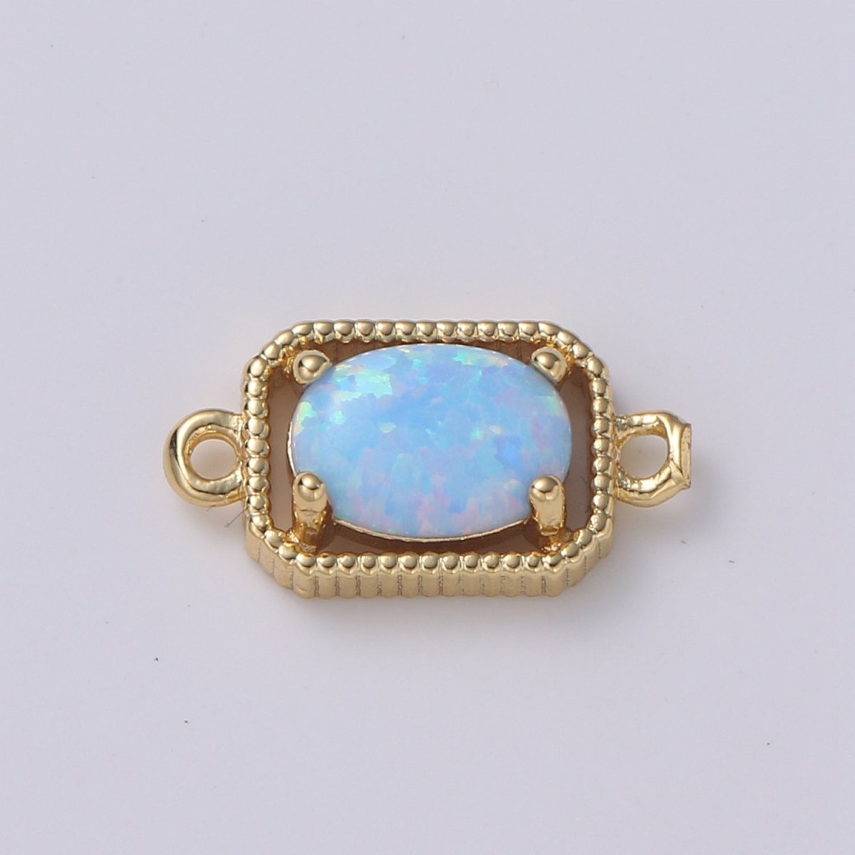 24K Gold Oval Opal Connector Octagon Link Connector Opalite Charm Connector- for Necklace Bracelet Component F-581 F-582 F-583 F-584