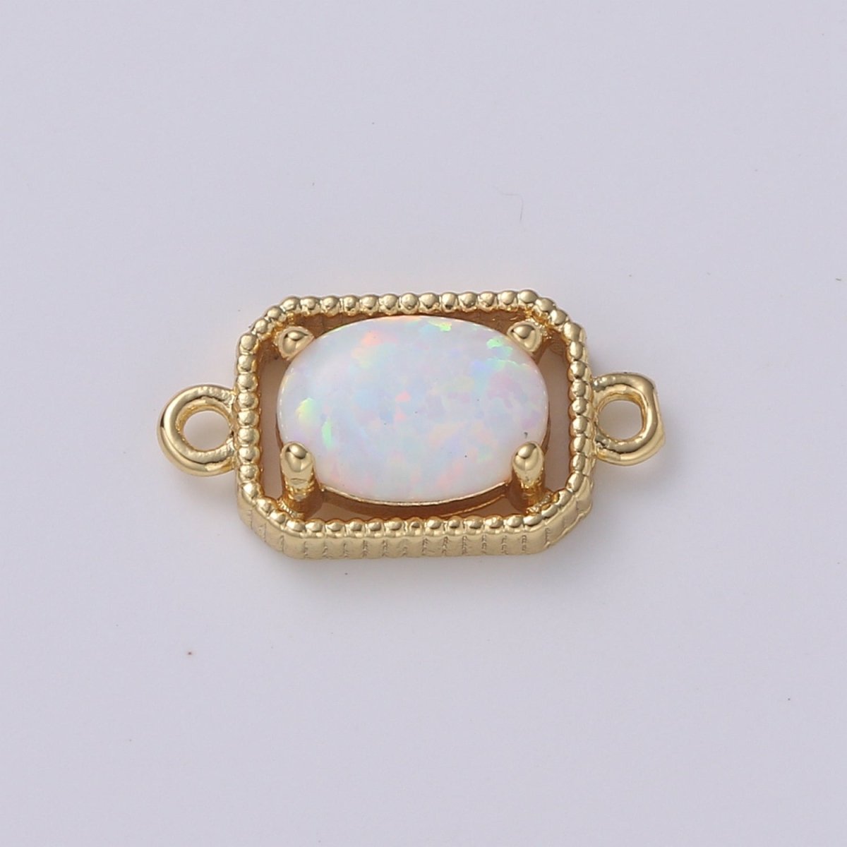 24K Gold Oval Opal Connector Octagon Link Connector Opalite Charm Connector- for Necklace Bracelet Component F-581 F-582 F-583 F-584