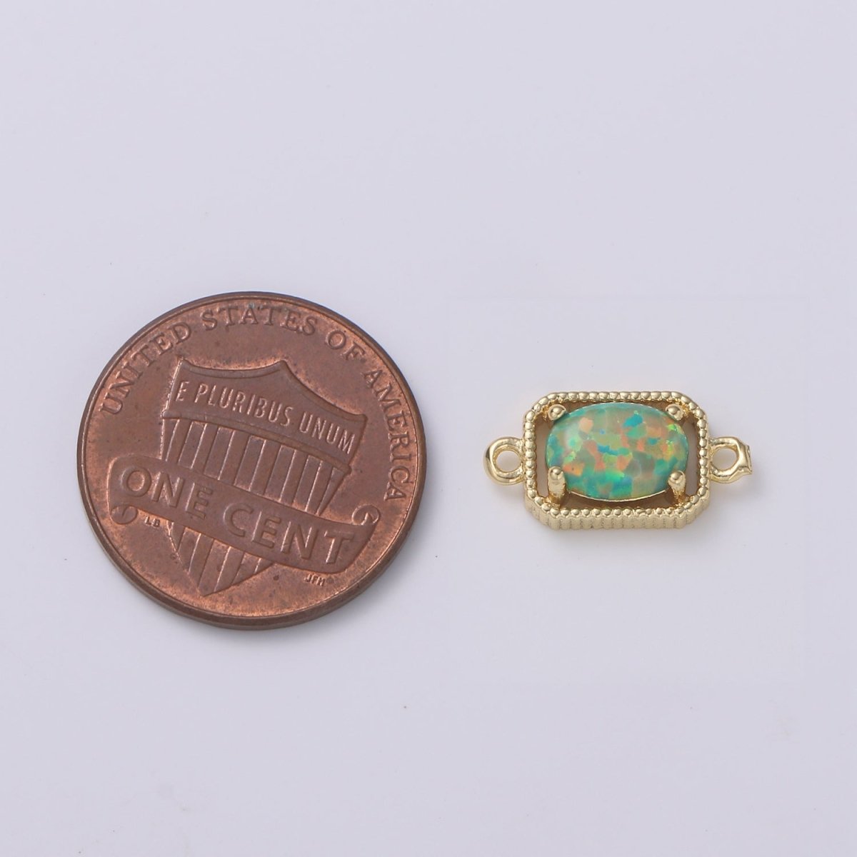 24K Gold Oval Opal Connector Octagon Link Connector Opalite Charm Connector- for Necklace Bracelet Component F-581 F-582 F-583 F-584