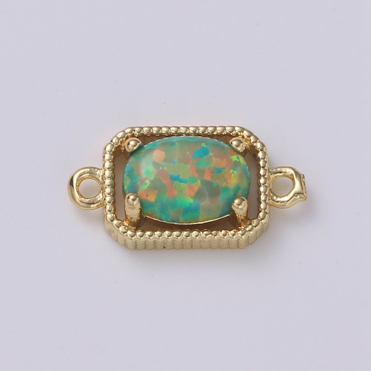 24K Gold Oval Opal Connector Octagon Link Connector Opalite Charm Connector- for Necklace Bracelet Component F-581 F-582 F-583 F-584