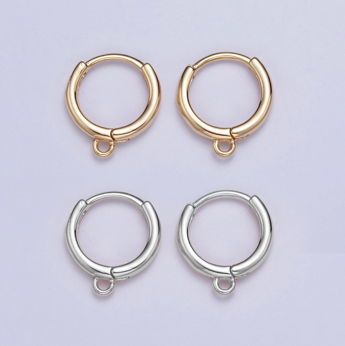 24K Gold Plated 12mm Gold or Silver Huggie Hoop with Open Link Earrings Supply Component For Jewelry Making L-811