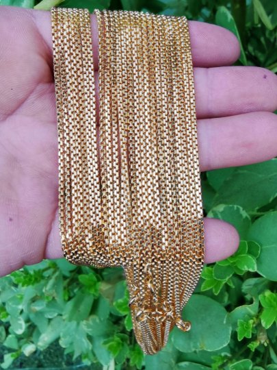 24K Gold Plated Cable Chain, Dainty 2mm 23.7 Inches Gold Cable Chain w/ Spring Ring | CN-808  Clearance Pricing