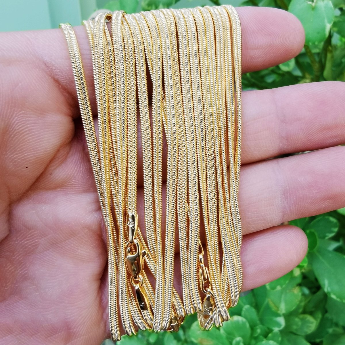 24K Gold Plated Cocoon Chain, Women's Necklace, Gold Plated Herringbone Necklace, Finished Chain 23.3" inch 2.4mm w/ Lobster Clasps | CN-807 Clearance Pricing - DLUXCA