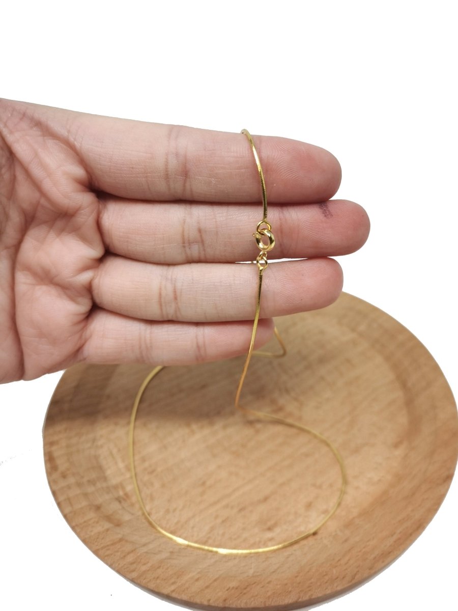 24K Gold Plated Cocoon Necklace, Dainty 0.8mm Cocoon Chain, 18 Inches Cocoon Necklace w/ Spring Ring | CN-569 - DLUXCA