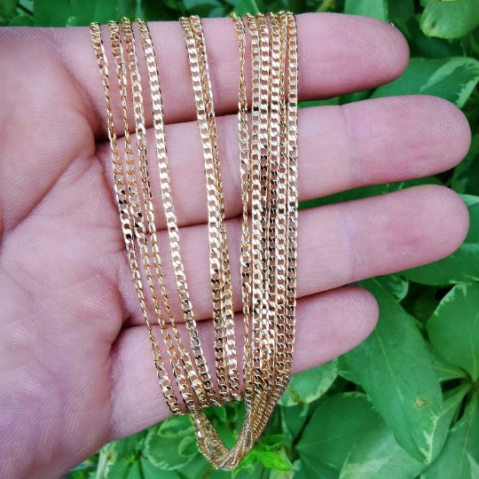 24K Gold Plated Curb Chain - 19.7" Width 2mm Jewelry Findings For Jewelry Making Supply Finished Chain for Necklace | CN-821  Clearance Pricing