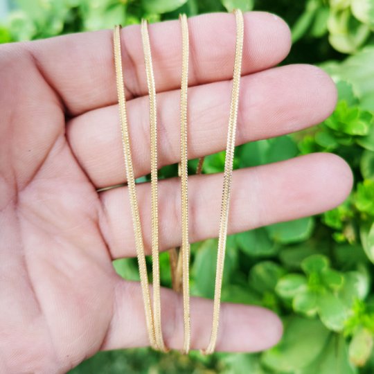 24K Gold Plated Foxtail Wheat Chain Necklace, 17.7 Inch Finished Chain For Necklace, Dainty 1.5mm Foxtail Necklace w/ Lobster Clasps | CN-823 Clearance Pricing - DLUXCA