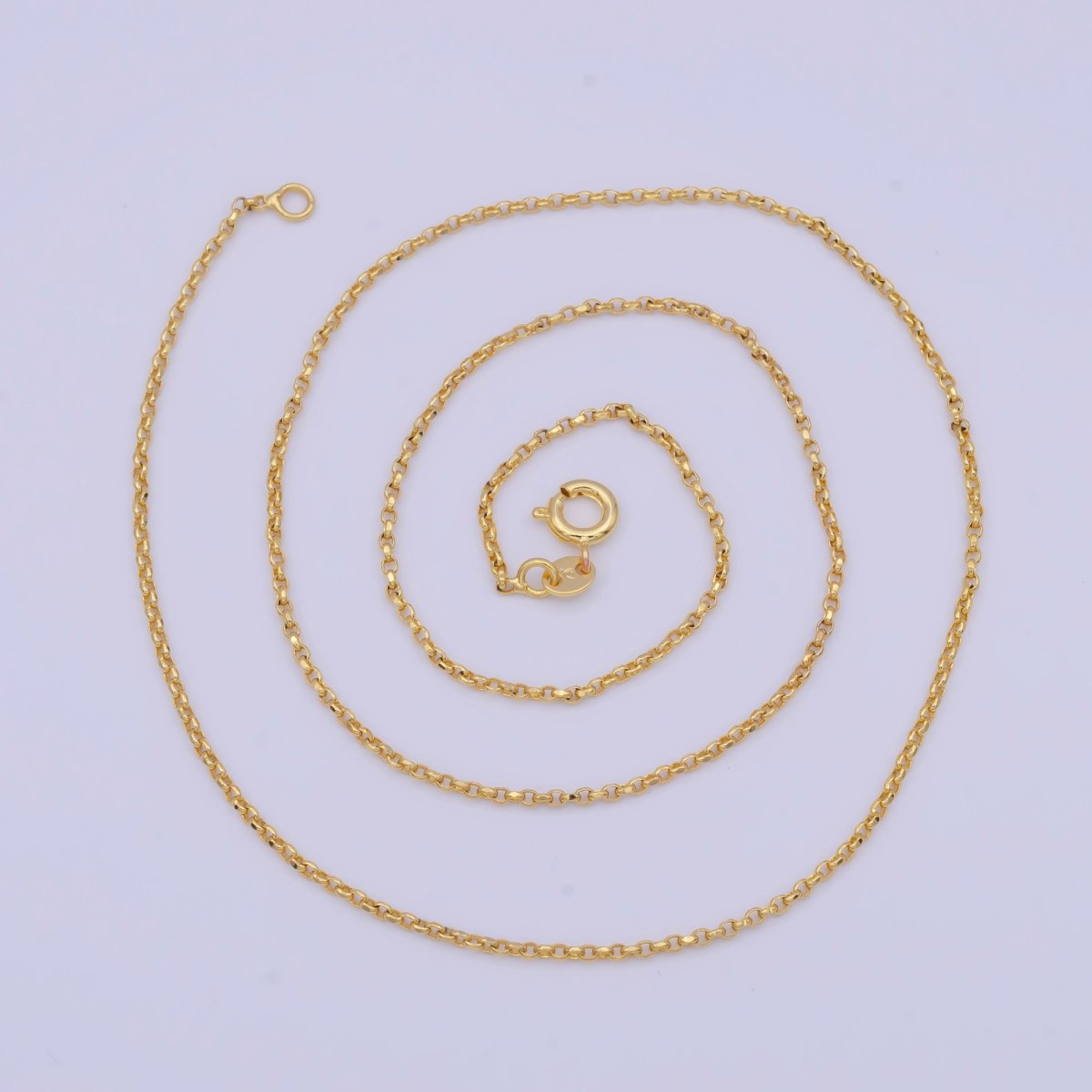 24k Gold Plated Rolo Link Chain Necklace 1.3mm Yellow ROLO Link Chain Layering Necklace | WA-1123 WA-1124 Clearance Pricing