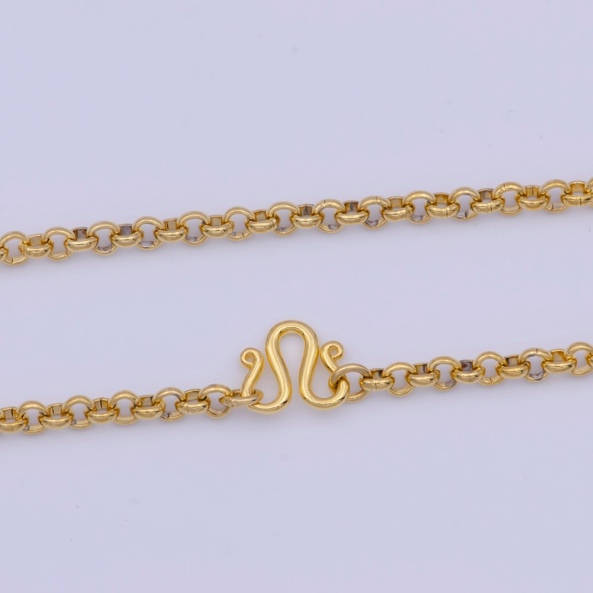 24k Gold Plated Rolo Link Chain Necklace 3.1mm Yellow ROLO Link Chain Layering Necklace | WA-1126 Clearance Pricing - DLUXCA