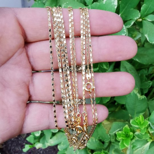 24K Gold Plated Scroll Chain, 17.9" Designed Chain, Dainty 1.5mm Designed Necklace w/ Spring Ring | CN-825 Clearance Pricing - DLUXCA
