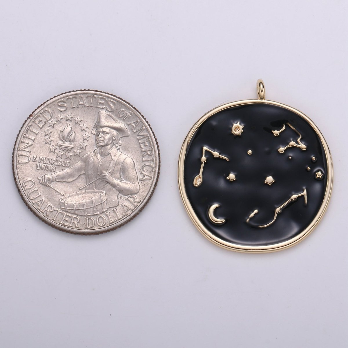 24k Gold Solar System Astrology Charm, Enamel Universe Pendant, Zodiac Gold Charm, For DIY Necklace Bracelet Earring  E-153