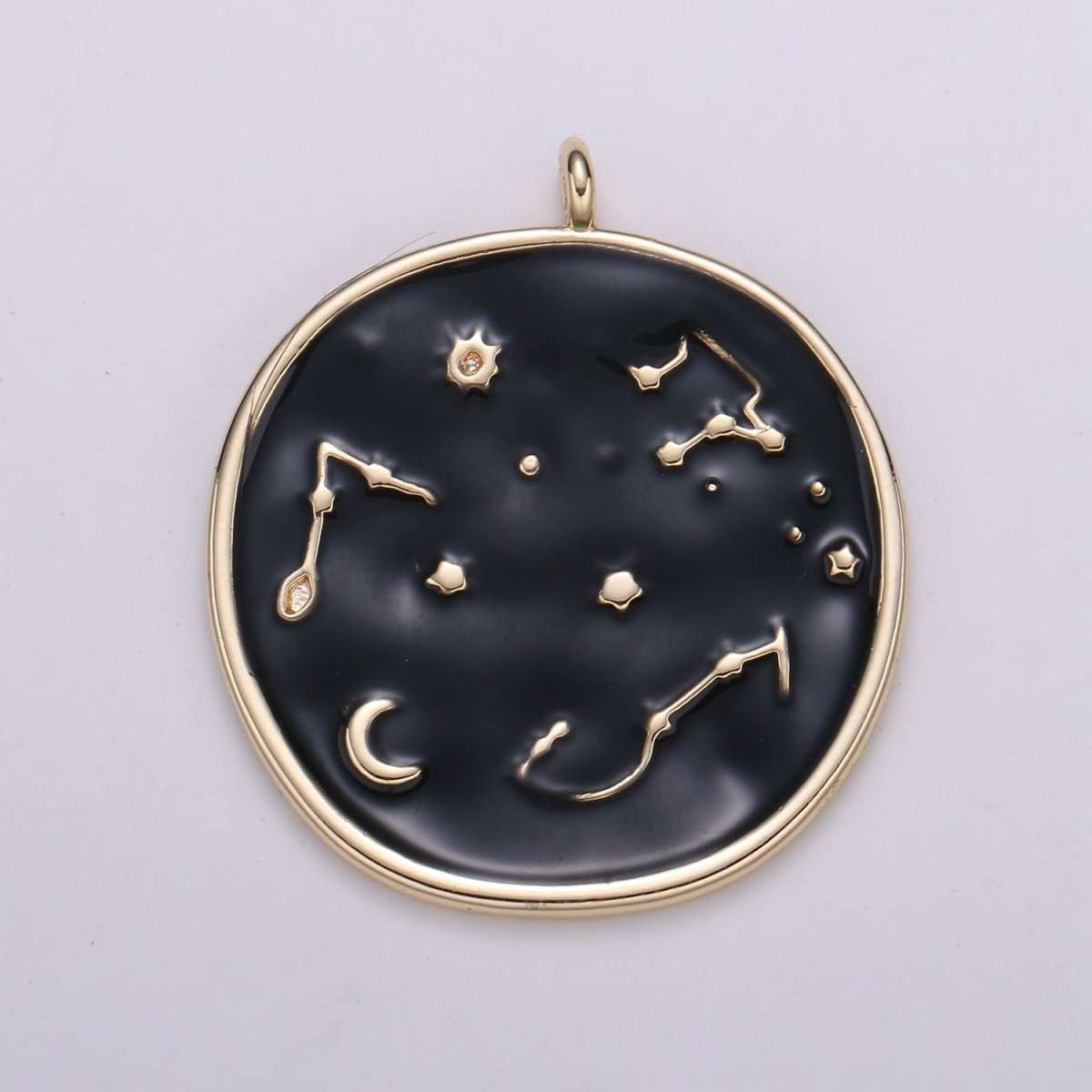 24k Gold Solar System Astrology Charm, Enamel Universe Pendant, Zodiac Gold Charm, For DIY Necklace Bracelet Earring  E-153