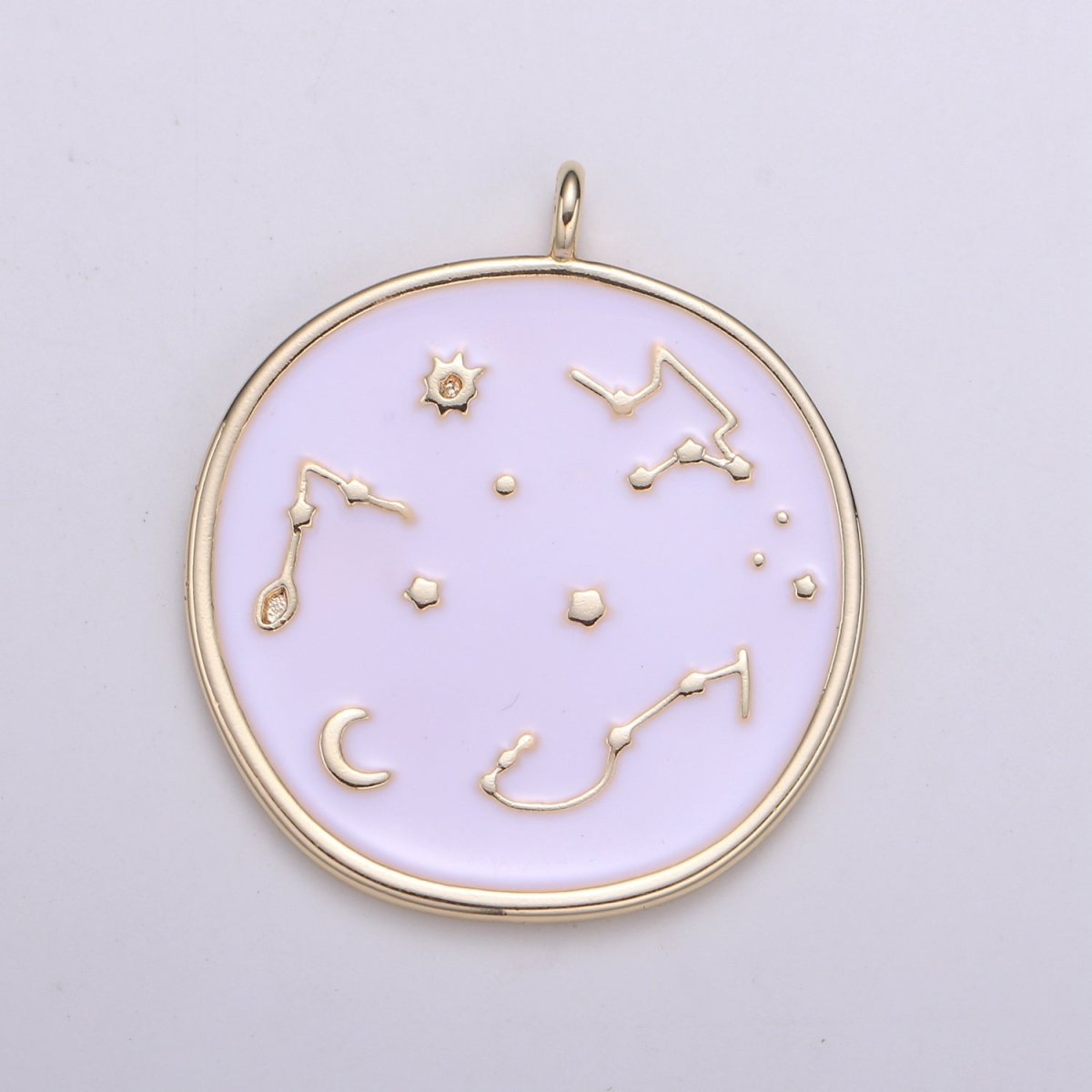 24k Gold Solar System Astrology Charm, Enamel Universe Pendant, Zodiac Gold Charm, For DIY Necklace Bracelet Earring  E-153