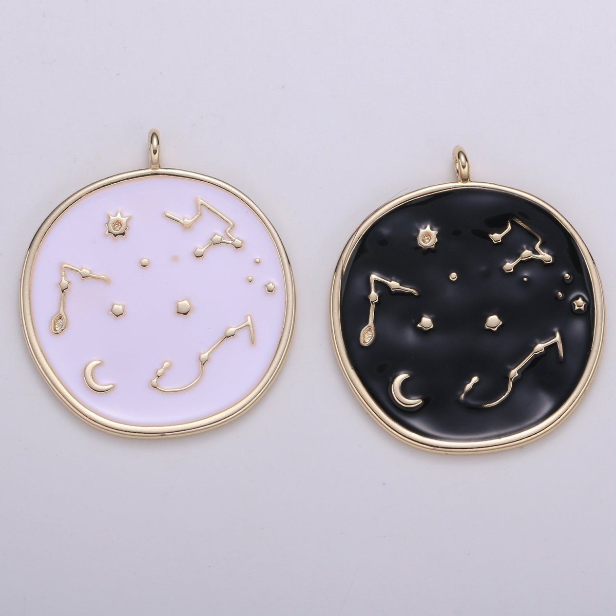 24k Gold Solar System Astrology Charm, Enamel Universe Pendant, Zodiac Gold Charm, For DIY Necklace Bracelet Earring  E-153