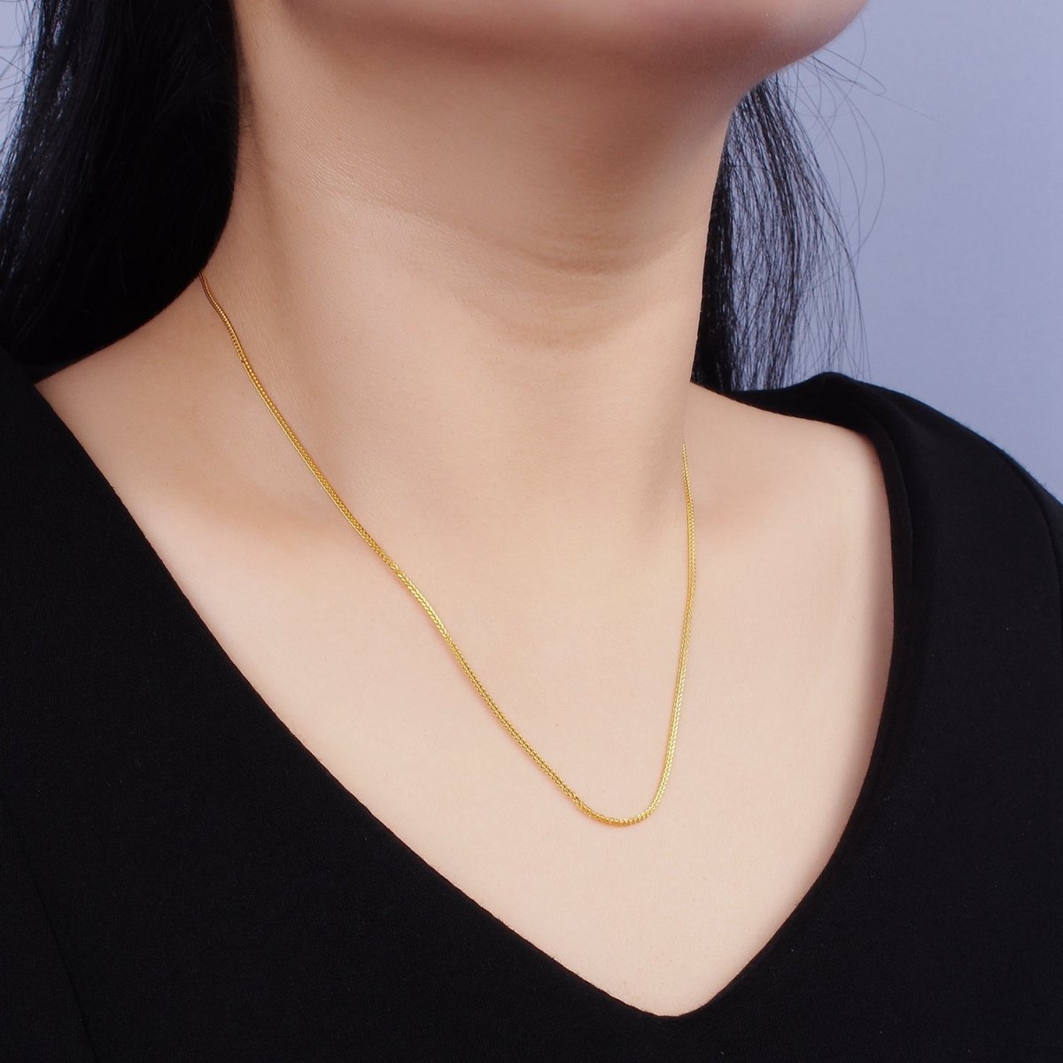 24K Gold Vermeil Curb Necklace Chain, 925 Sterling Silver Necklace Chain w/ Heavy 24K Gold Plated 18.5 inch | WA-1959 Clearance Pricing - DLUXCA