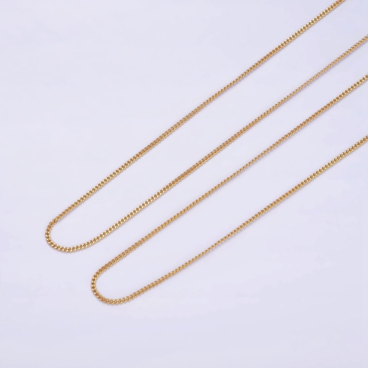 24K Gold Vermeil Necklace Curb Chain, 925 Sterling Silver Curb Necklace Chain w/ Heavy Gold Plated | WA-2151 WA-2152 Clearance Pricing