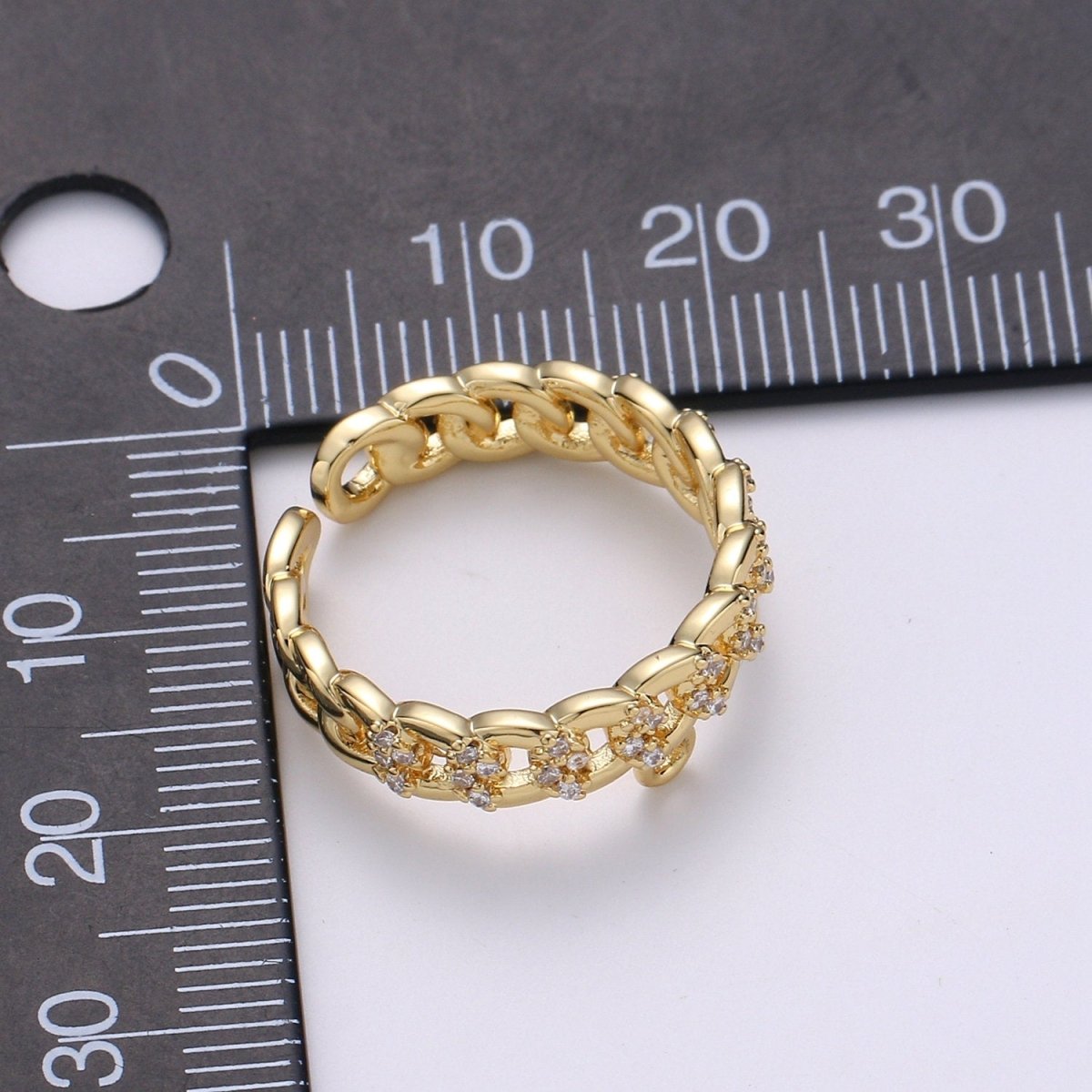 24k Gold Vermeil Open Link Ring, Cz Gold Chain Link Ring, Link Chain Design Ring, Make Your Own Ring DIY Jewelry Supplies Put your own Charm K-859 K-860