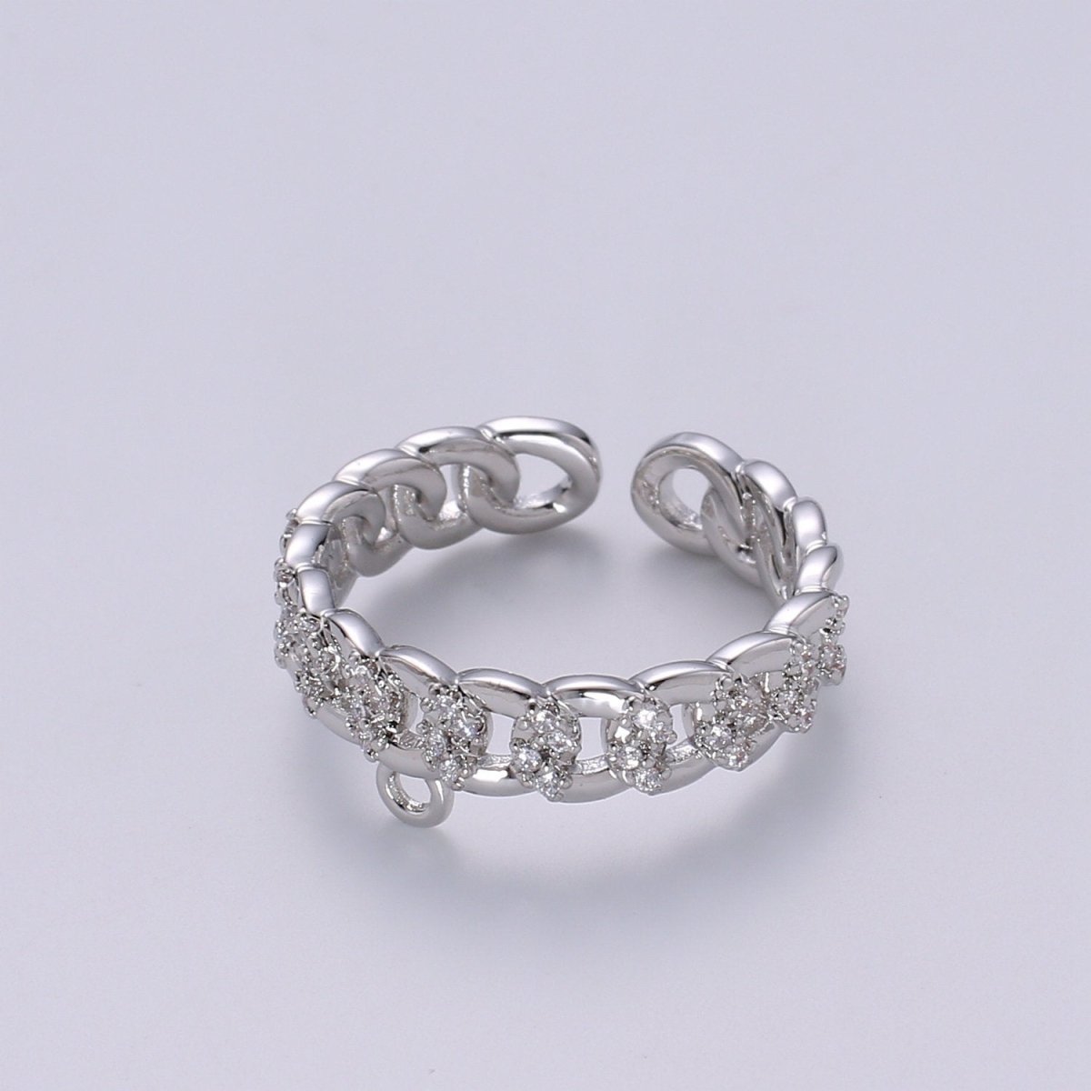 24k Gold Vermeil Open Link Ring, Cz Gold Chain Link Ring, Link Chain Design Ring, Make Your Own Ring DIY Jewelry Supplies Put your own Charm K-859 K-860