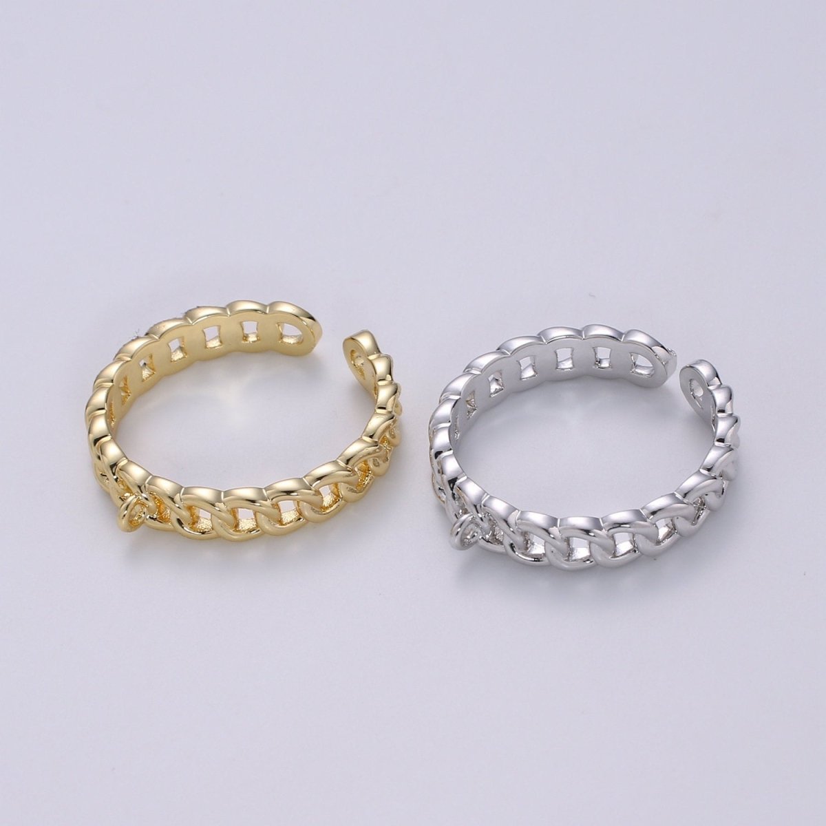 24k Gold Vermeil Open Link Ring, Gold Chain Link Ring, Link Chain Design Ring, Designer Chain Ring, DIY Jewelry Supplies Put your own Charm K-855 K-856