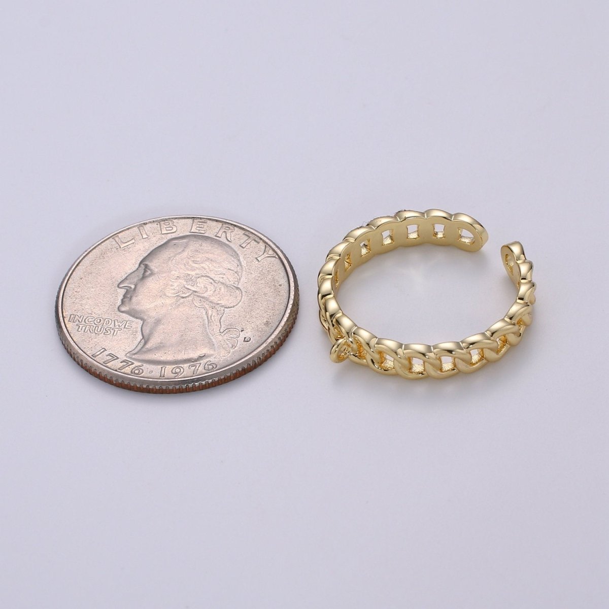 24k Gold Vermeil Open Link Ring, Gold Chain Link Ring, Link Chain Design Ring, Designer Chain Ring, DIY Jewelry Supplies Put your own Charm K-855 K-856