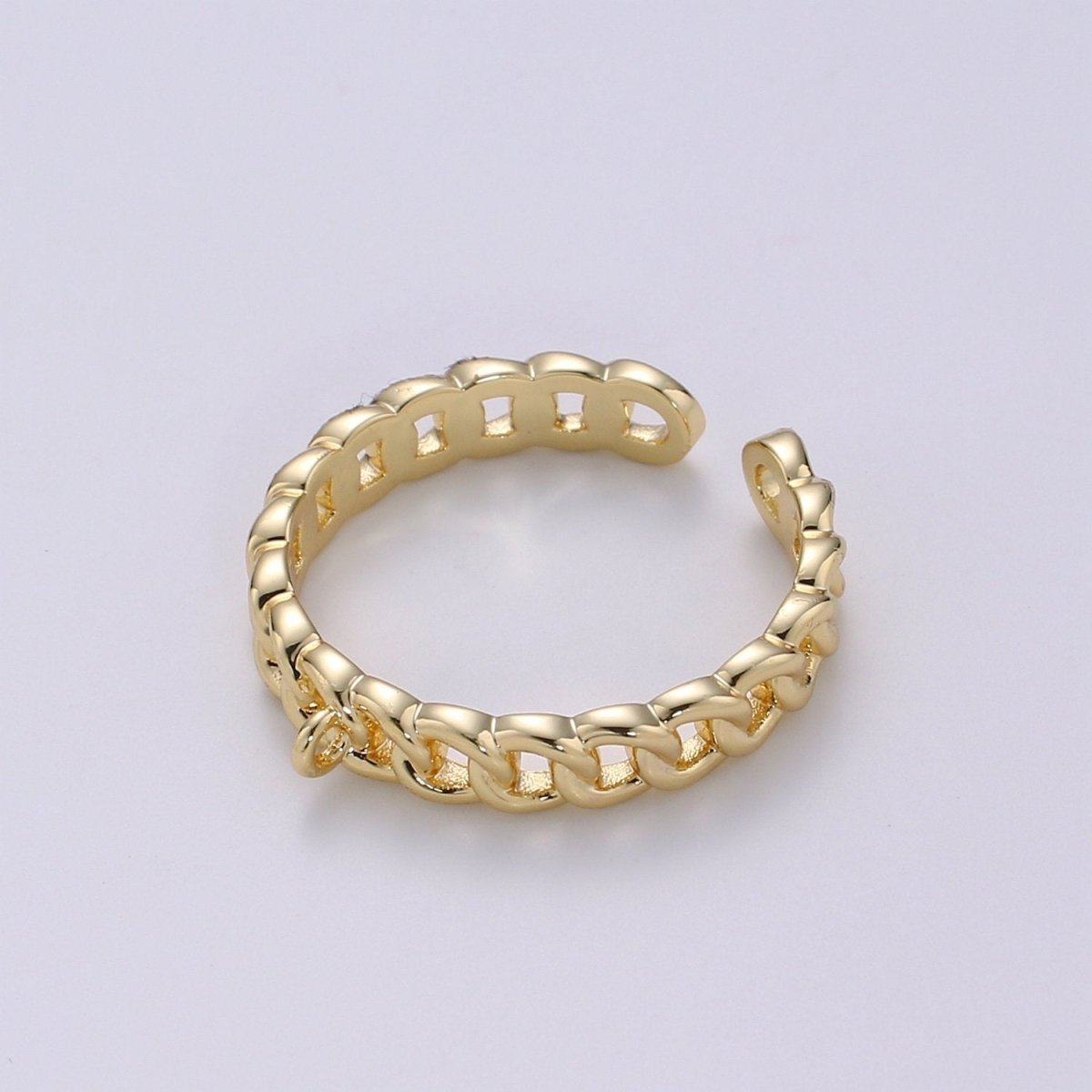 24k Gold Vermeil Open Link Ring, Gold Chain Link Ring, Link Chain Design Ring, Designer Chain Ring, DIY Jewelry Supplies Put your own Charm K-855 K-856