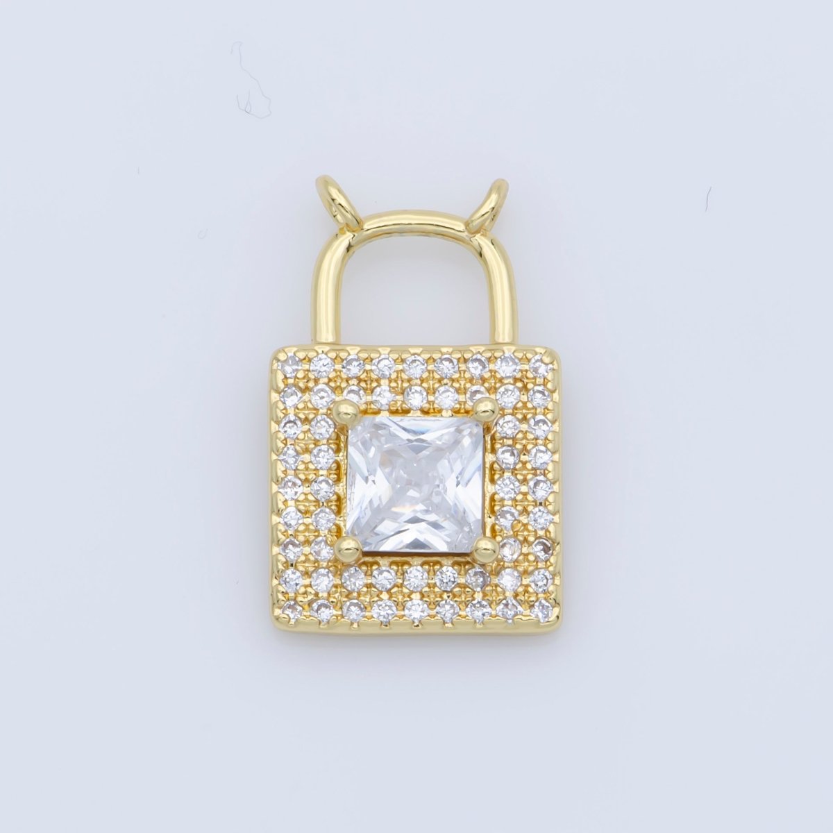 24K or White Gold Filled Dainty Lock Key Connector Micro Pave CZ DIY Cute Silver Padlock Charm Necklace Bracelet Findings F-422 F-423