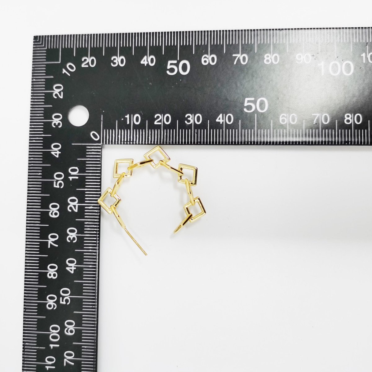 24k Vermeil Gold Earrings, Hoop Earrings, Medium Hoop, Square Linked Earring, Gift for Her, Earrings for Women, Everyday Wear Earrings, K-741 - DLUXCA