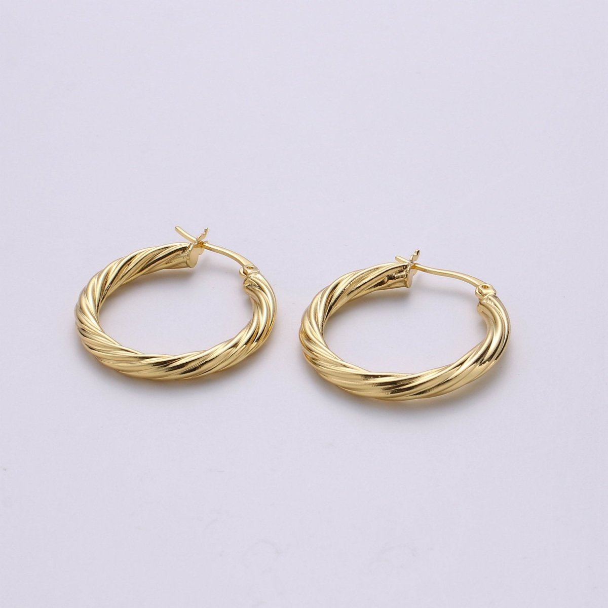 24k Vermeil Gold Earrings, Hoop Earrings, Small Hoop, Circle Rope Texture Earring, Gift for Her, Earrings for Women, Everyday Wear Earrings Q-533 - DLUXCA