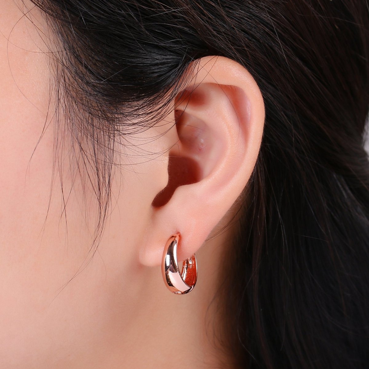 24k Vermeil Gold Earrings, Huggie Earring, Tiny Earrings, Smooth Plated Earrings, Everyday Wear Earrings, Rosegold Earring, 18mm Earring K-653 K-655