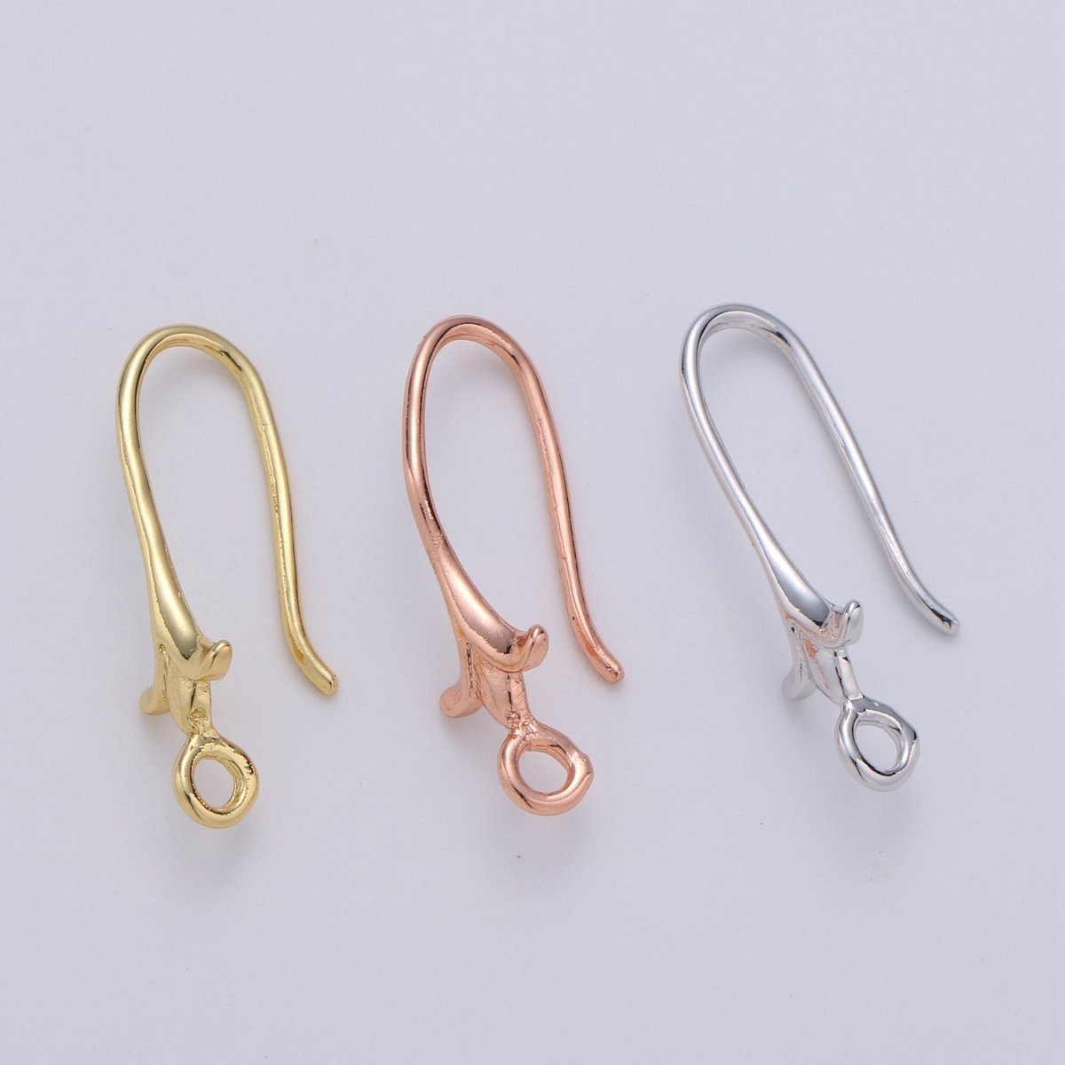 24k Vermeil Gold Earrings, Open Link, Hook Earring, Flower Earring, Flower Stem Earring, DIY Earrings, Everyday Wear Earrings K-672 - K-674