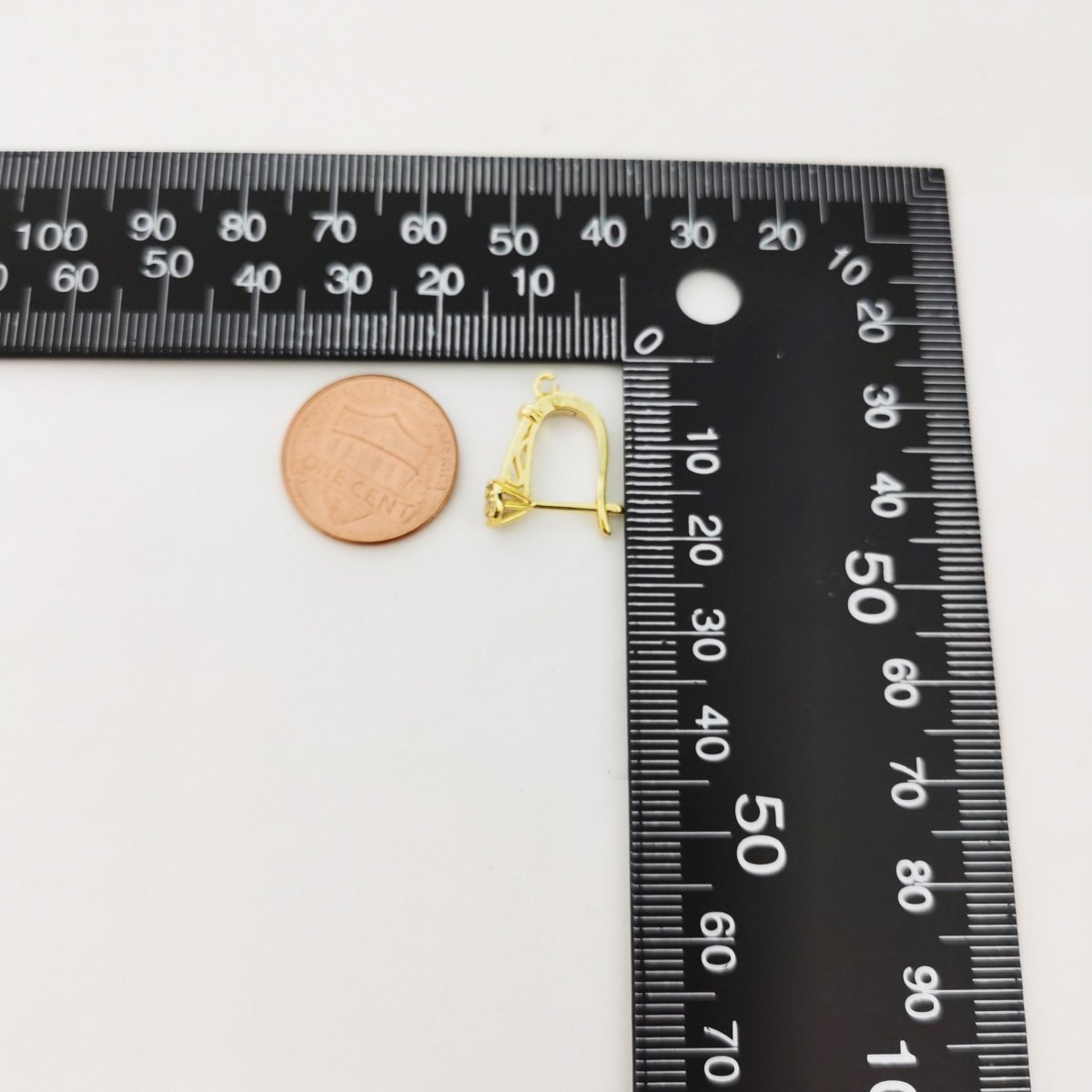 24k Vermeil Gold Earrings, Open Link, Latch Back Earring, Flower Earrings, DIY Earrings, Everyday Wear Earrings, Cubic Zirconia Earrings, K-742 - DLUXCA