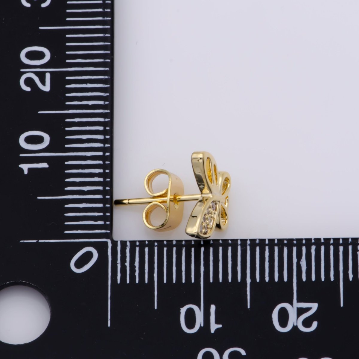 24k Vermeil Gold Earrings, Stud Earring, Butterfly Earring, Gift for Her, Earrings for Women, Everyday Wear Earrings, Cubic Zirconia Jewel, K-747 - DLUXCA