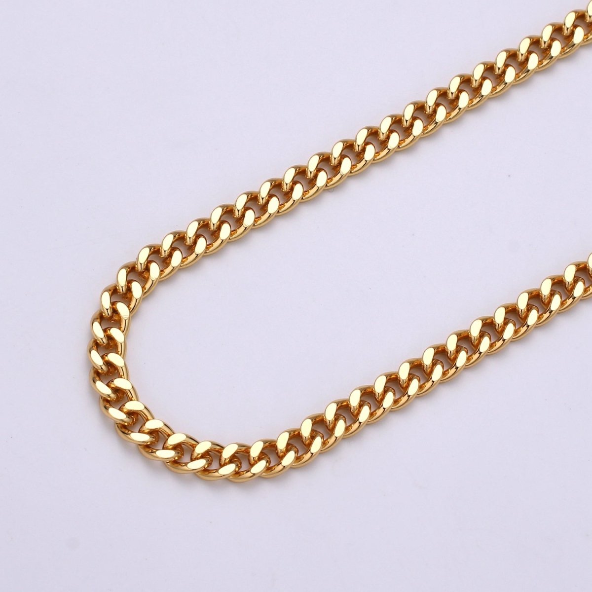 24K White Gold Plated Unfinished Chain Gold Cuban CURB Chain by Yard, Wholesale Bulk Roll Chain For Jewelry Making | ROLL-499, ROLL-500 Clearance Pricing