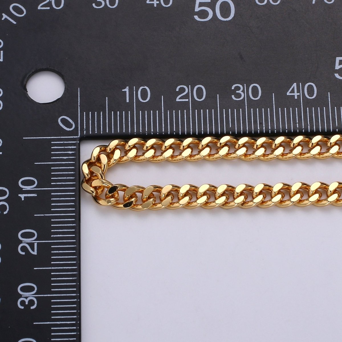 24K White Gold Plated Unfinished Chain Gold Cuban CURB Chain by Yard, Wholesale Bulk Roll Chain For Jewelry Making | ROLL-499, ROLL-500 Clearance Pricing
