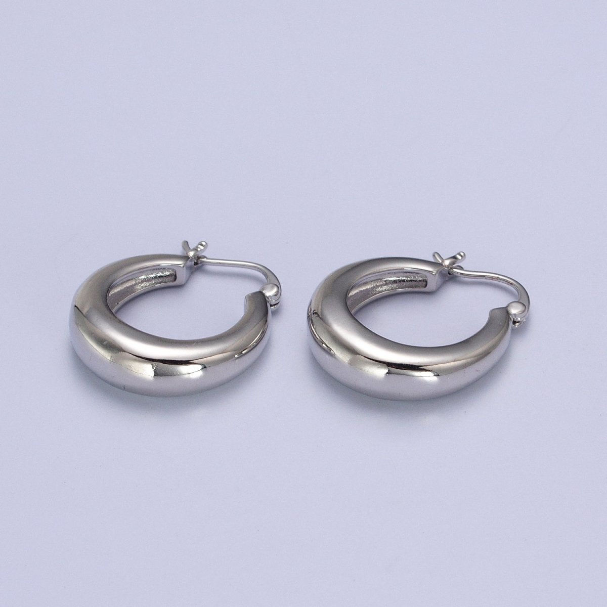 24mm Minimalist Thin Dome French Lock Latch Earrings in Gold & Silver | AB067 AB068