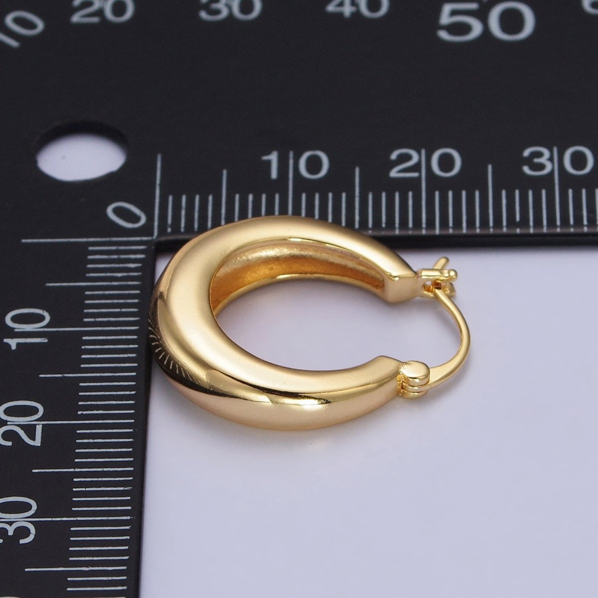 24mm Minimalist Thin Dome French Lock Latch Earrings in Gold & Silver | AB067 AB068