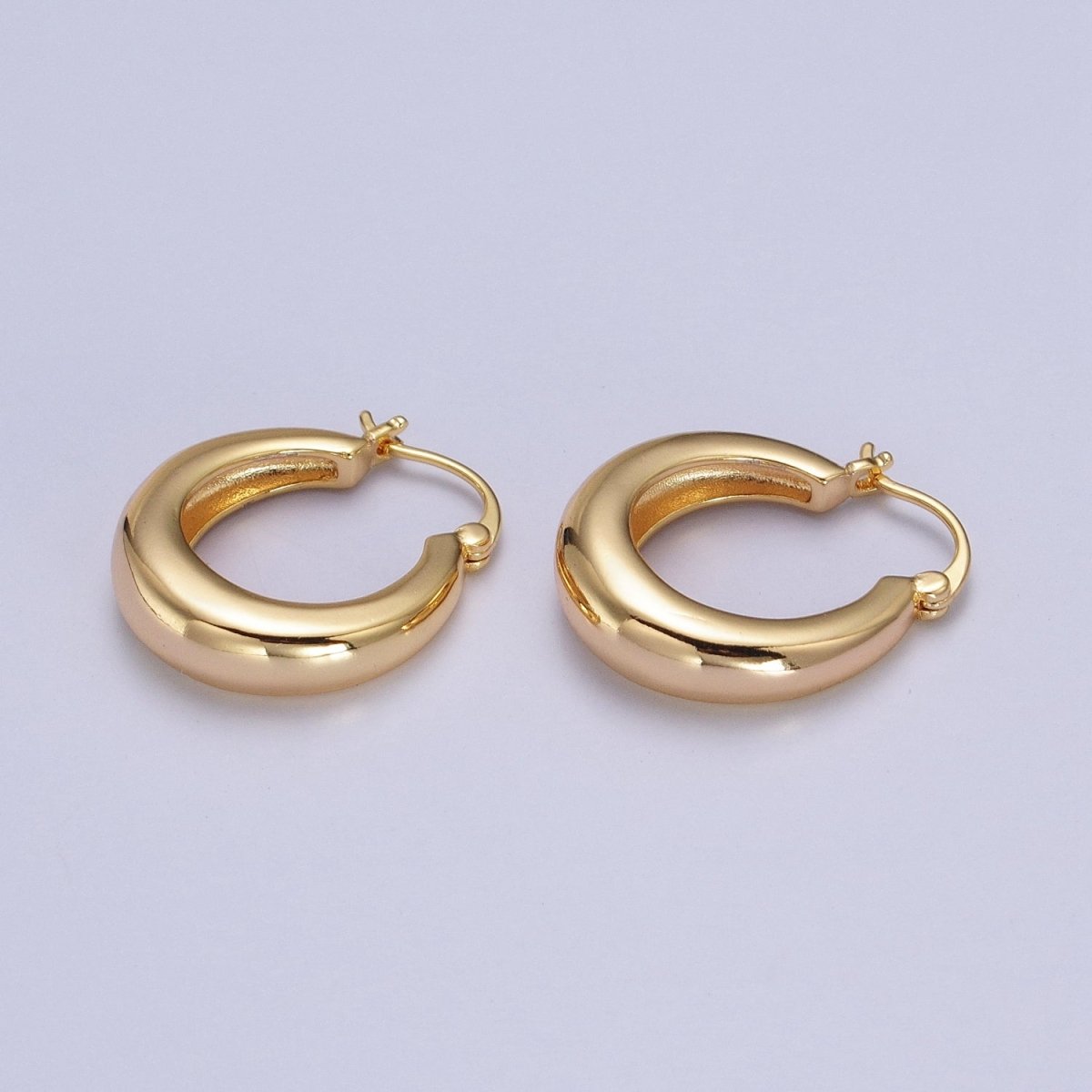24mm Minimalist Thin Dome French Lock Latch Earrings in Gold & Silver | AB067 AB068