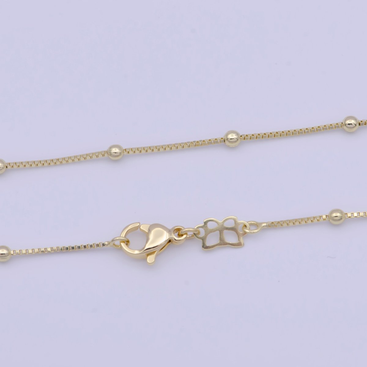 2.4mm Satellite Bead Box 16 Inch Gold Chain with Lobster Clasps Necklace For Jewelry Making | WA-1109 Clearance Pricing - DLUXCA