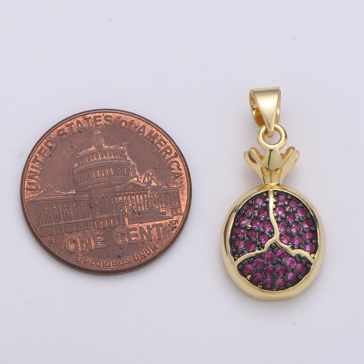 24x11mm Wholesale 24K Gold Plated Circle Pendant with Pink Rhinestones, Pendant for Necklace Bracelet Anklet Making J-218