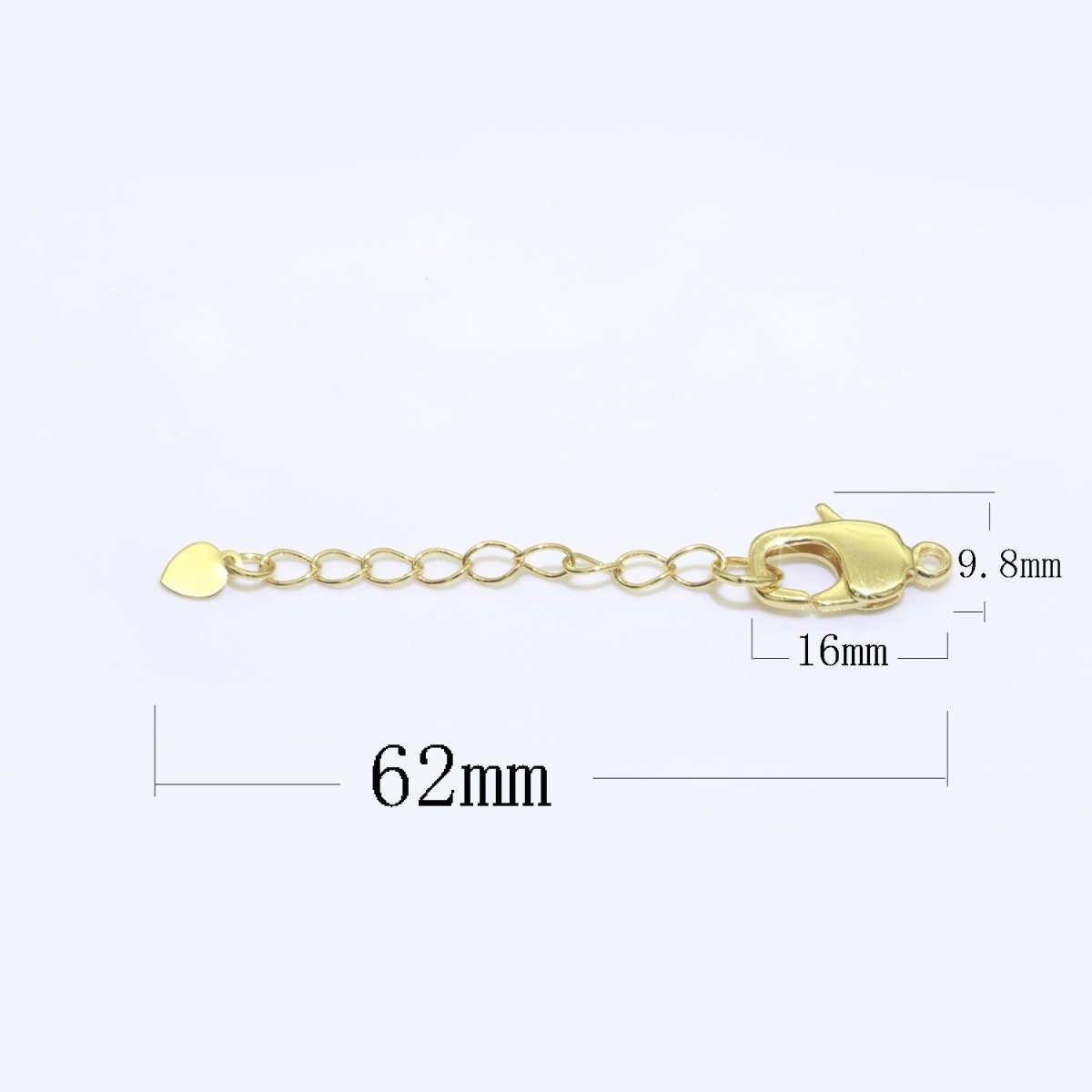 2.5 inch Gold Filled Chain Extender For Necklace Bracelet Supply Component Findings Extenders w/ Heart charm + Lobster Clasp L-504 L-505